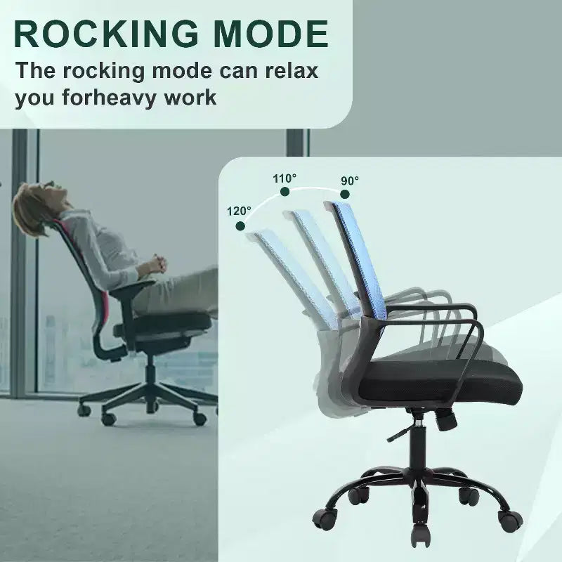 Chaise de bureau pivotante à dossier en maille, avec support lombaire et rotation à 360°, pour bureau à domicile, chaise de bureau moderne