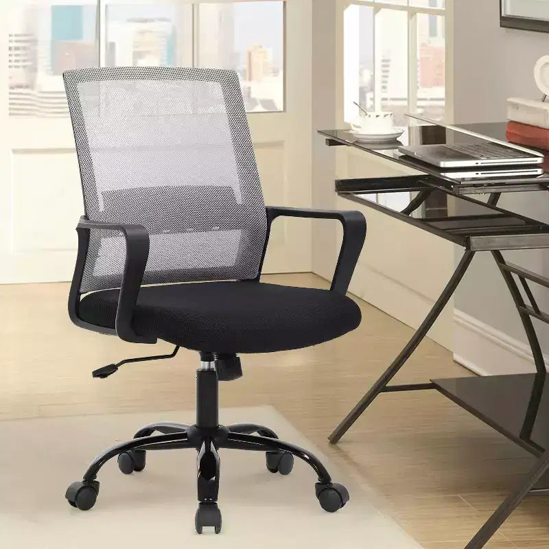 Chaise de bureau pivotante à dossier en maille, avec support lombaire et rotation à 360°, pour bureau à domicile, chaise de bureau moderne