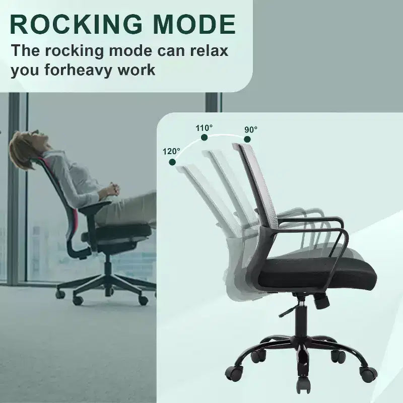 Chaise de bureau pivotante à dossier en maille, avec support lombaire et rotation à 360°, pour bureau à domicile, chaise de bureau moderne