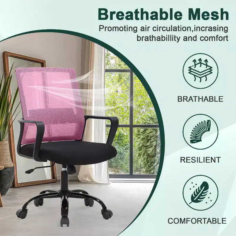 Chaise de bureau pivotante à dossier en maille, avec support lombaire et rotation à 360°, pour bureau à domicile, chaise de bureau moderne