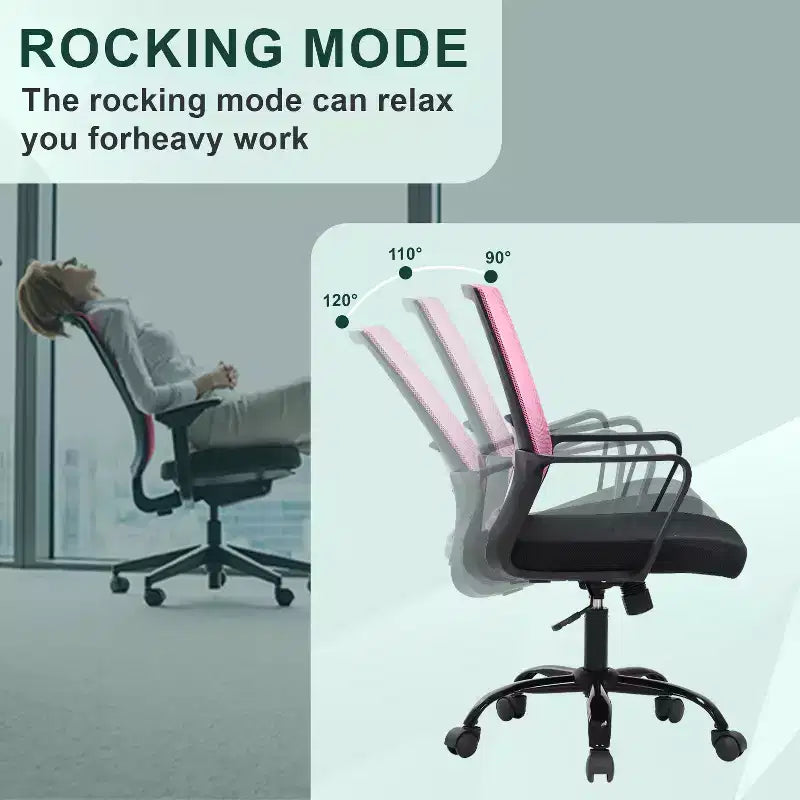 Chaise de bureau pivotante à dossier en maille, avec support lombaire et rotation à 360°, pour bureau à domicile, chaise de bureau moderne