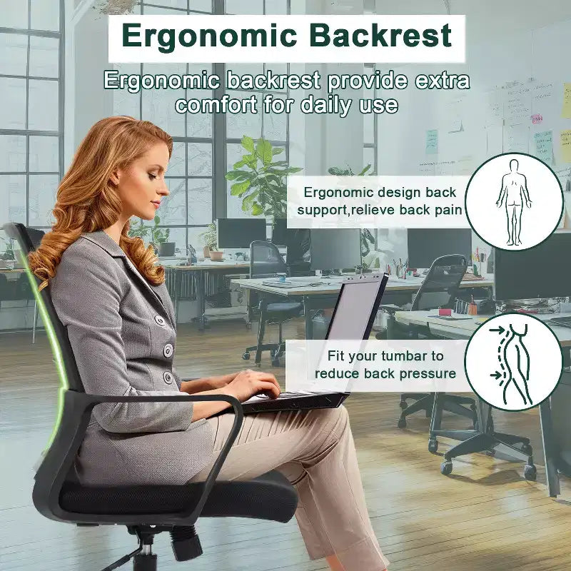 Chaise de bureau pivotante à dossier en maille, avec support lombaire et rotation à 360°, pour bureau à domicile, chaise de bureau moderne