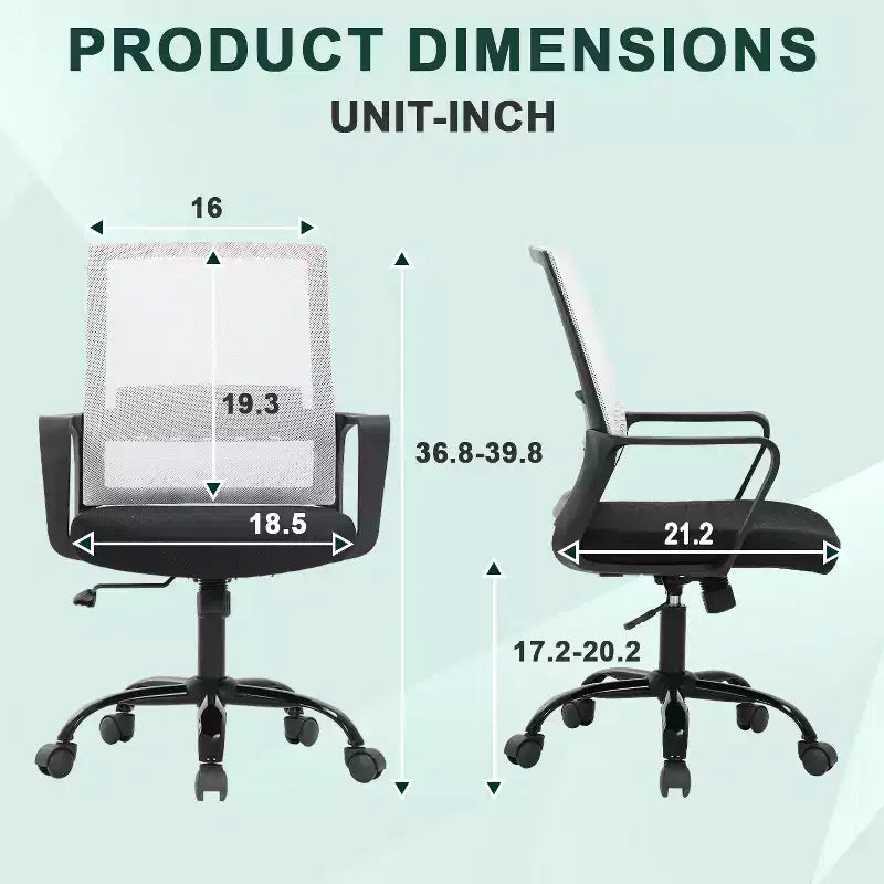 Chaise de bureau pivotante à dossier en maille, avec support lombaire et rotation à 360°, pour bureau à domicile, chaise de bureau moderne