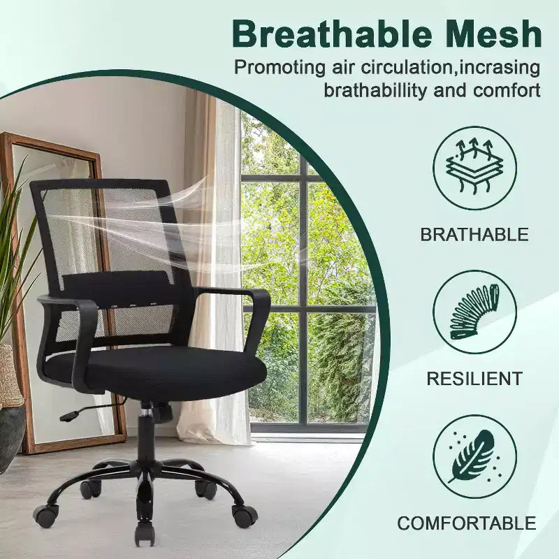 Chaise de bureau pivotante à dossier en maille, avec support lombaire et rotation à 360°, pour bureau à domicile, chaise de bureau moderne