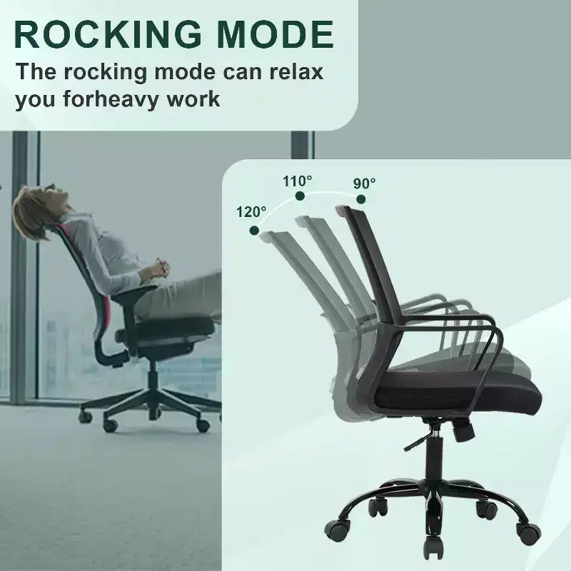 Chaise de bureau pivotante à dossier en maille, avec support lombaire et rotation à 360°, pour bureau à domicile, chaise de bureau moderne