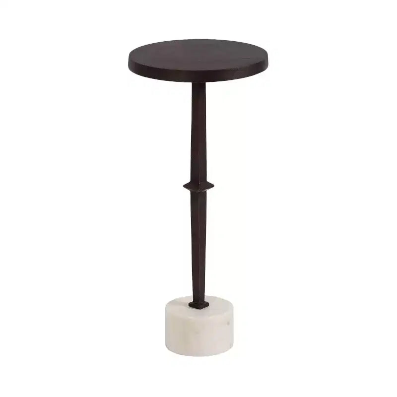 Kate and Laurel Lazaro Pedestal Drink Table, 10x10x22, Bronze and Marble