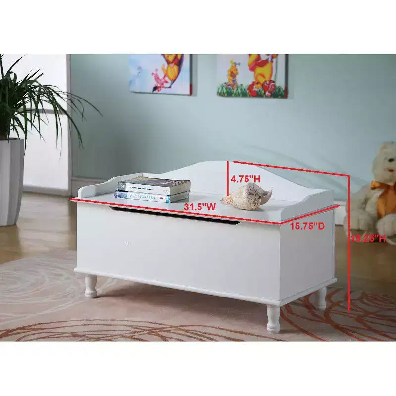 Banc de rangement coffre à jouets, blanc