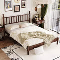 Queen Size Wood Platform Bed with Gourd Shaped Headboard, Retro Style Bed with Wooden Slat Support - ModernLuxe