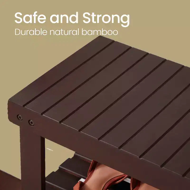 Banc à chaussures, Organisateur de rangement à chaussures à 3 niveaux en bambou, Banc d'entrée, Supporte jusqu'à 130 kg, 28,7 x 70,1 x 45,2 cm, pour entrée, salle de bain, chambre