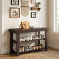 Shoe Rack Bench, 3-Tier Bamboo Shoe Storage Organizer, Entryway Bench, Holds Up to 286 lb, 11.3 x 27.6 x 17.8 Inches, for Entryway Bathroom Bedroom
