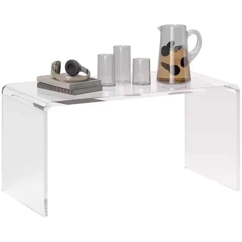 HOMCOM Rectangle All Acrylic 15mm Thick Waterfall Coffee Table, Clear