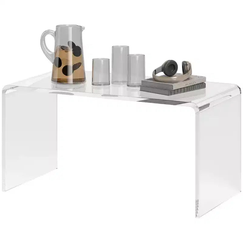 Table basse rectangulaire en acrylique 15 mm d'épaisseur effet cascade, transparent