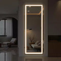 LED Aluminum Frameless Silver Full-Body Rounded Rectangle Mirror