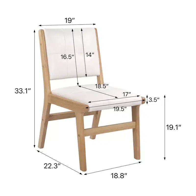 Chaises de salle à manger en bois rembourrées en similicuir capitonné (Lot de 2)