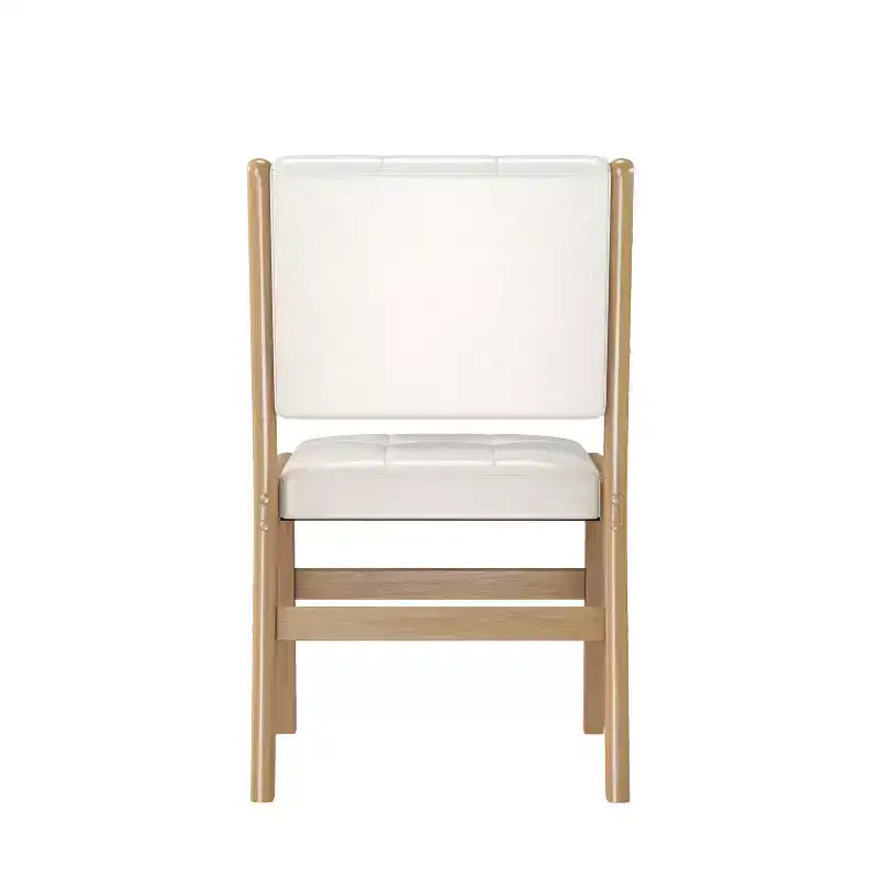 Chaises de salle à manger en bois rembourrées en similicuir capitonné (Lot de 2)