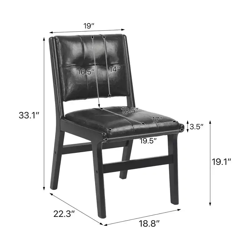 Chaises de salle à manger en bois rembourrées en similicuir capitonné (Lot de 2)