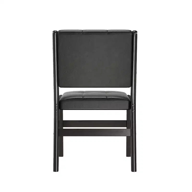 Chaises de salle à manger en bois rembourrées en similicuir capitonné (Lot de 2)