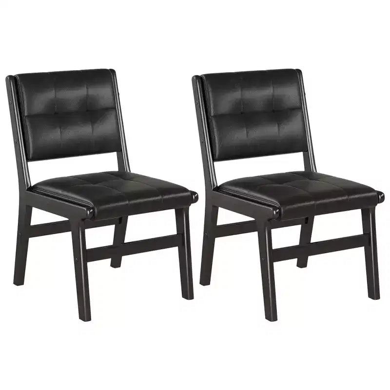 GDFStudio Payne Tufted Faux Leather Upholstered Wood Dining Chairs (Set of 2)