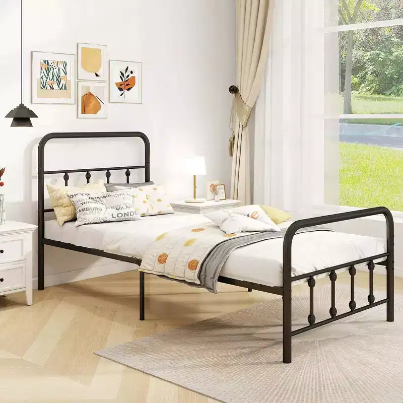 Costway Full/Queen/King Size Bed Frame with Headboard Under Bed Storage No Box Spring Needed Black