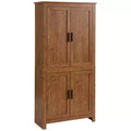 HOMCOM 64 4-Door Kitchen Pantry, Freestanding Storage Cabinet with 3 Adjustable Shelves for Kitchen, Dining or Living Room, Oak