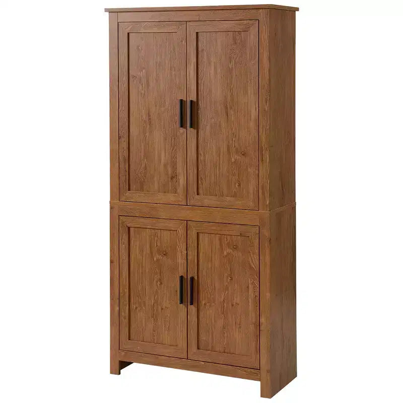 Garde-manger de cuisine 4 portes de 64 po, meuble de rangement autonome avec 3 étagères réglables pour la cuisine, la salle à manger ou le salon, chêne