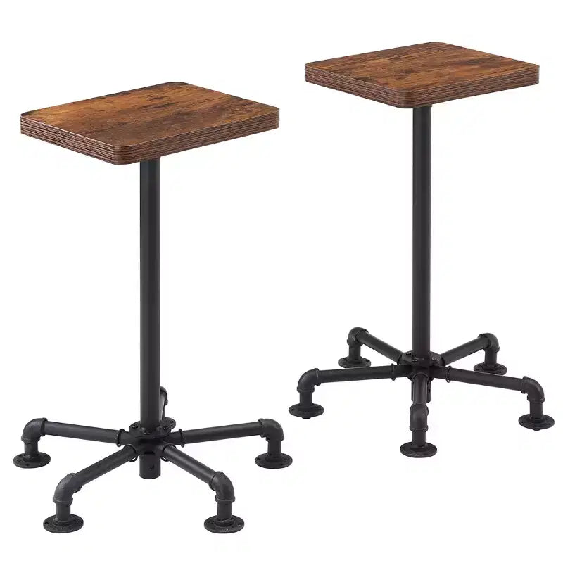 VECELO Counter Height Bar Stools Set of 2, Dining Chairs with Back Legs for Home or Kitchen, Easy Assembly, Brown