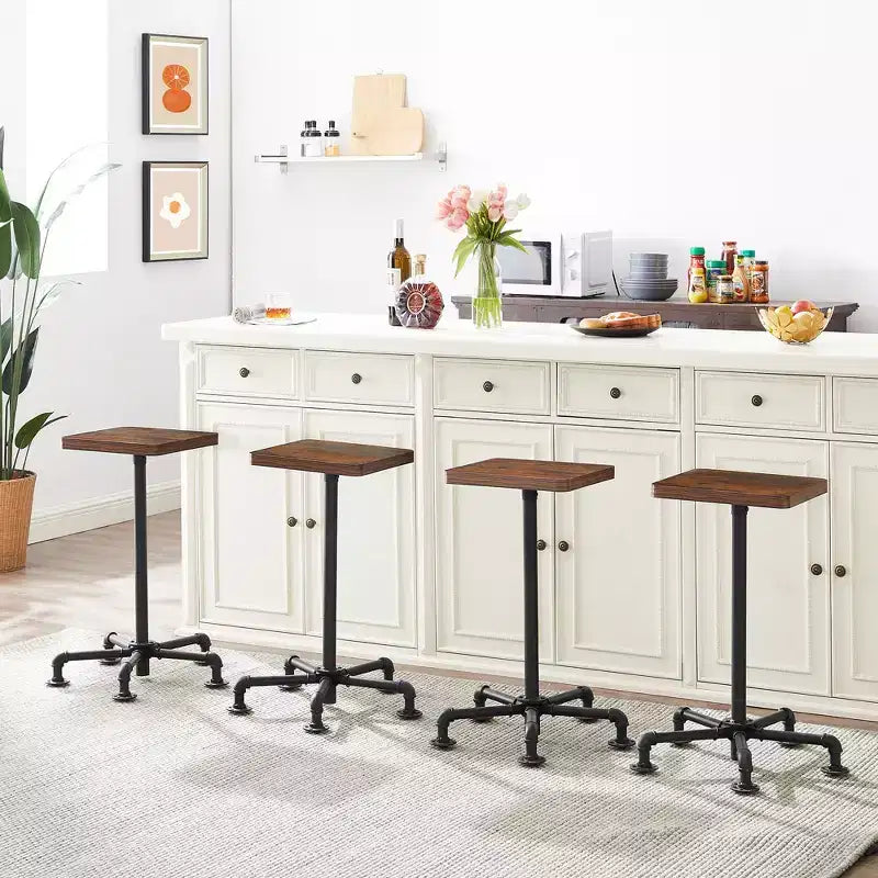 Lot de 2 tabourets de bar hauteur comptoir, chaises de salle à manger avec dossier pour la maison ou la cuisine, assemblage facile, marron