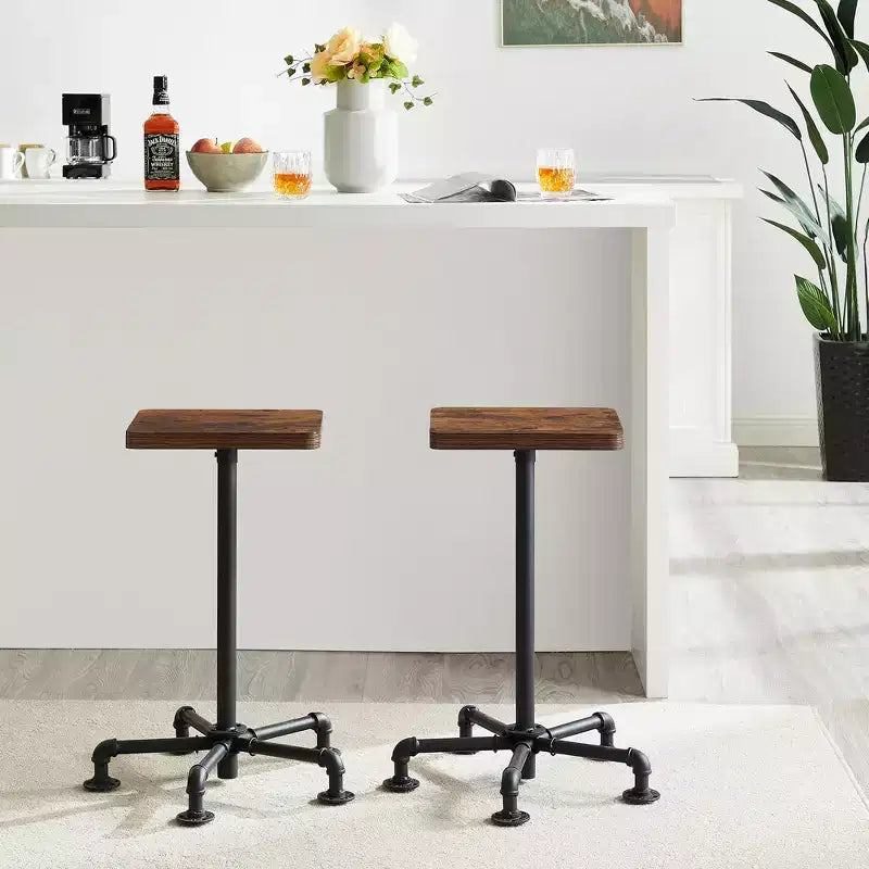 Lot de 2 tabourets de bar hauteur comptoir, chaises de salle à manger avec dossier pour la maison ou la cuisine, assemblage facile, marron