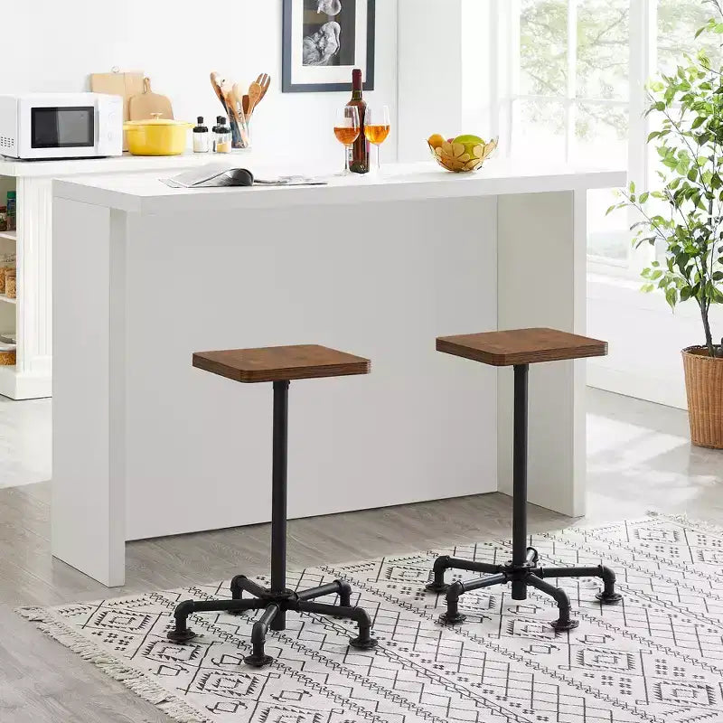 Lot de 2 tabourets de bar hauteur comptoir, chaises de salle à manger avec dossier pour la maison ou la cuisine, assemblage facile, marron