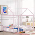 Full Size Metal Bed House Bed Frame with Fence, for Kids, Teens, Girls, Boys