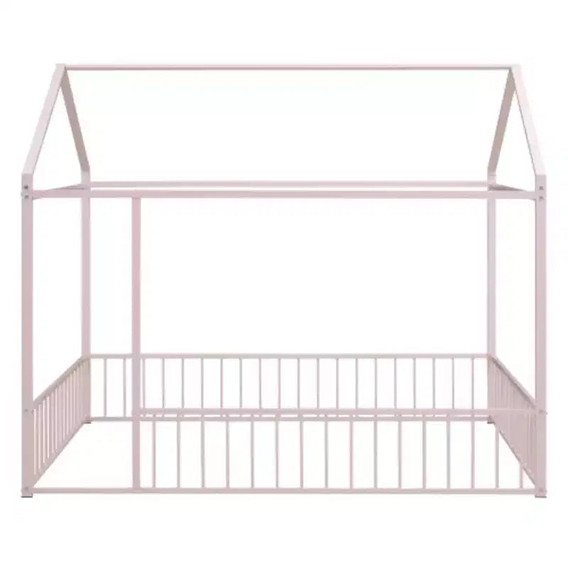 Cadre de lit en métal pleine grandeur avec clôture, pour enfants, adolescents, filles et garçons