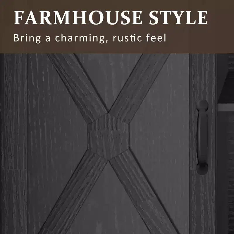 Meuble TV de ferme pour foyer de 23 pouces, meuble de divertissement de 34 pouces de haut pour TV de 65 pouces et plus, console TV avec porte coulissante (sans foyer)