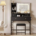 Vanity Desk with Mirror, 3 Adjustable Lighting Mode Makeup Vanity, Modern Dressing Table and Stool with Charging Station