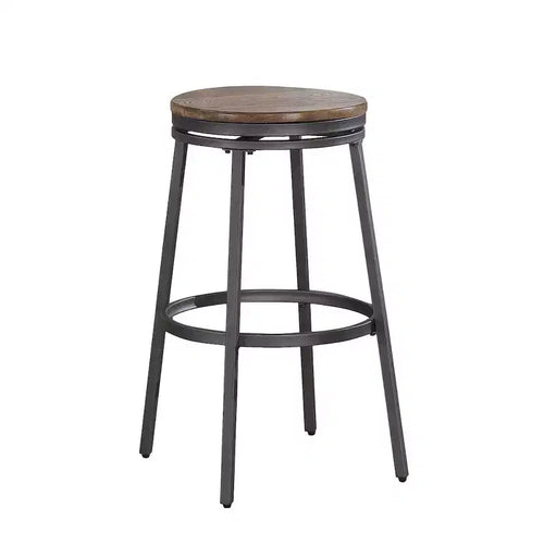 Stockton 30 Backless Metal Swivel Stool - Slate Grey - Golden Oak Seat
