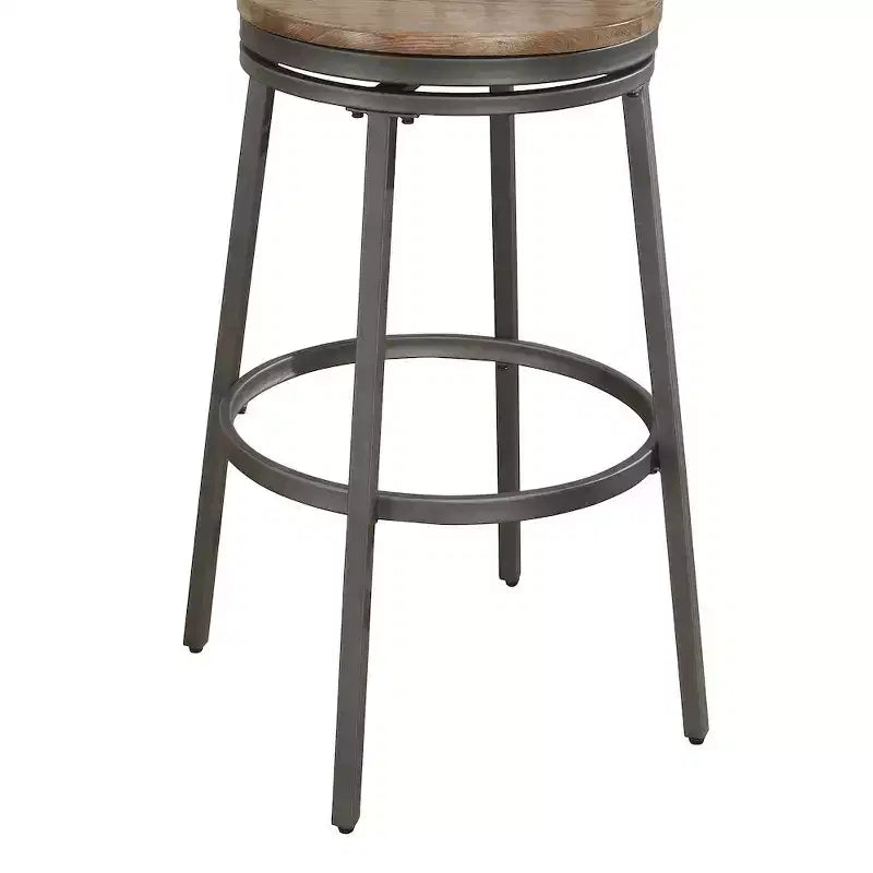 Tabouret pivotant en métal sans dossier de 76 cm - Gris ardoise - Siège Chêne doré