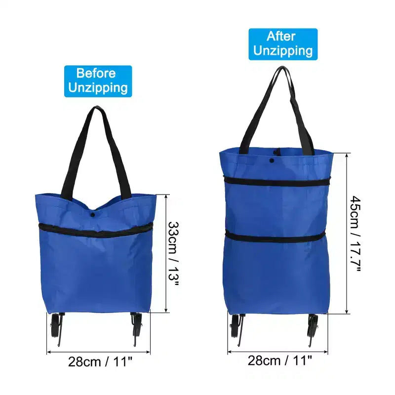 Sac de courses pliable étanche et portable avec roues 13-18 pouces