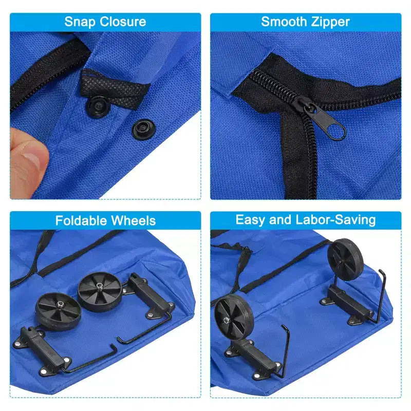 Sac de courses pliable étanche et portable avec roues 13-18 pouces