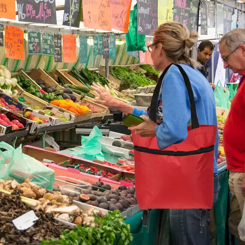 Sac de courses pliable étanche et portable avec roues 13-18 pouces