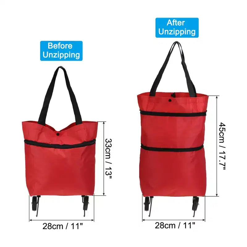 Sac de courses pliable étanche et portable avec roues 13-18 pouces
