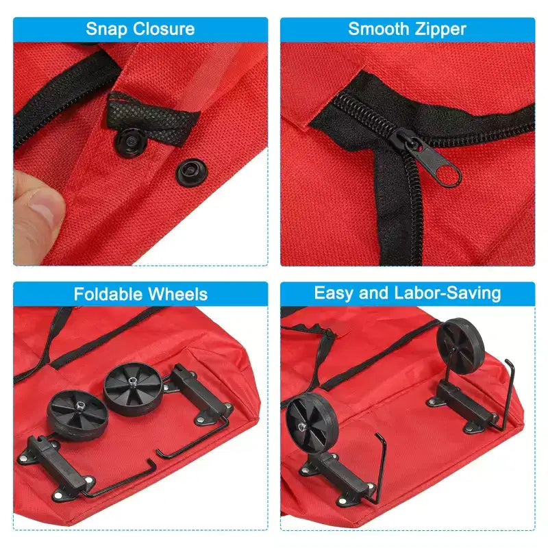 Sac de courses pliable étanche et portable avec roues 13-18 pouces