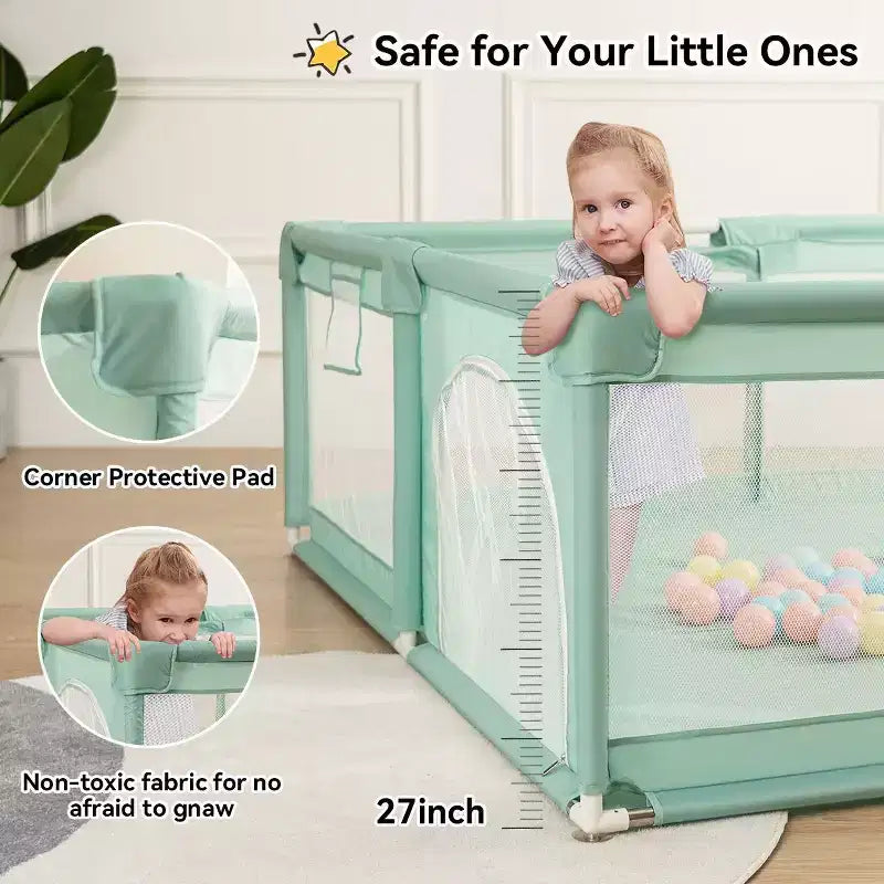 Parc bébé 79x79 à 4 panneaux, spacieux et sécurisé, portable