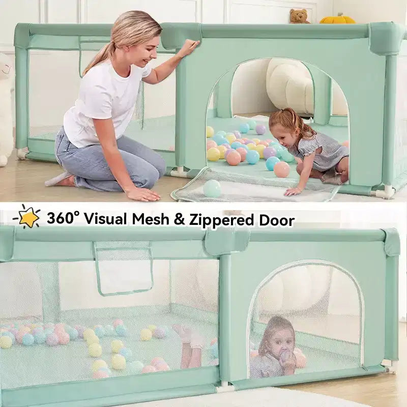 Parc bébé 79x79 à 4 panneaux, spacieux et sécurisé, portable