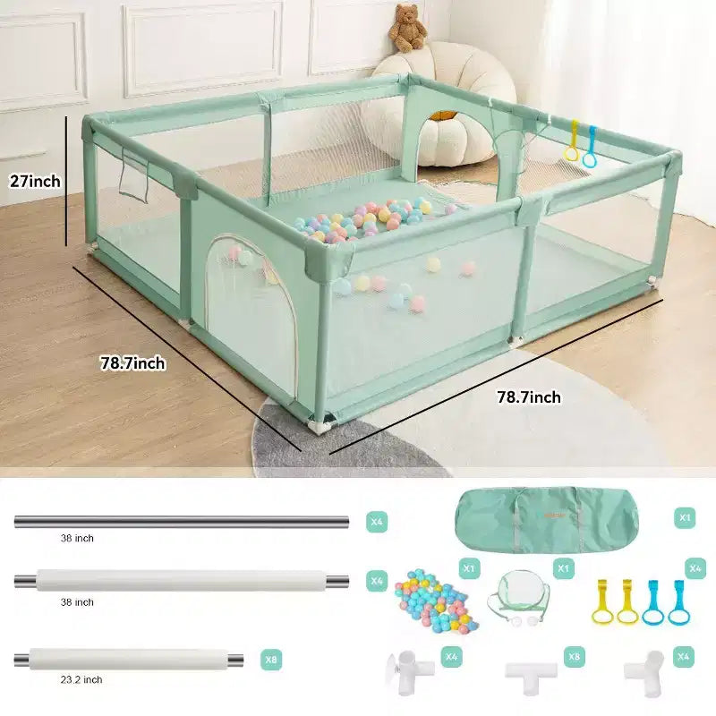 Parc bébé 79x79 à 4 panneaux, spacieux et sécurisé, portable