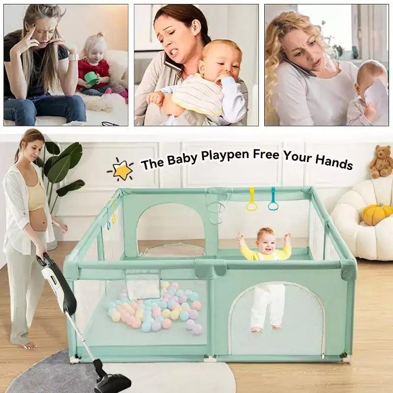 Parc bébé 79x79 à 4 panneaux, spacieux et sécurisé, portable