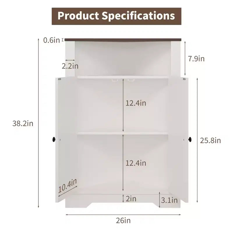 Meuble d'angle de rangement, Petit meuble d'angle de sol de ferme avec porte, Organisateur de meuble étroit pour salle de bain, cellier, salon, cuisine
