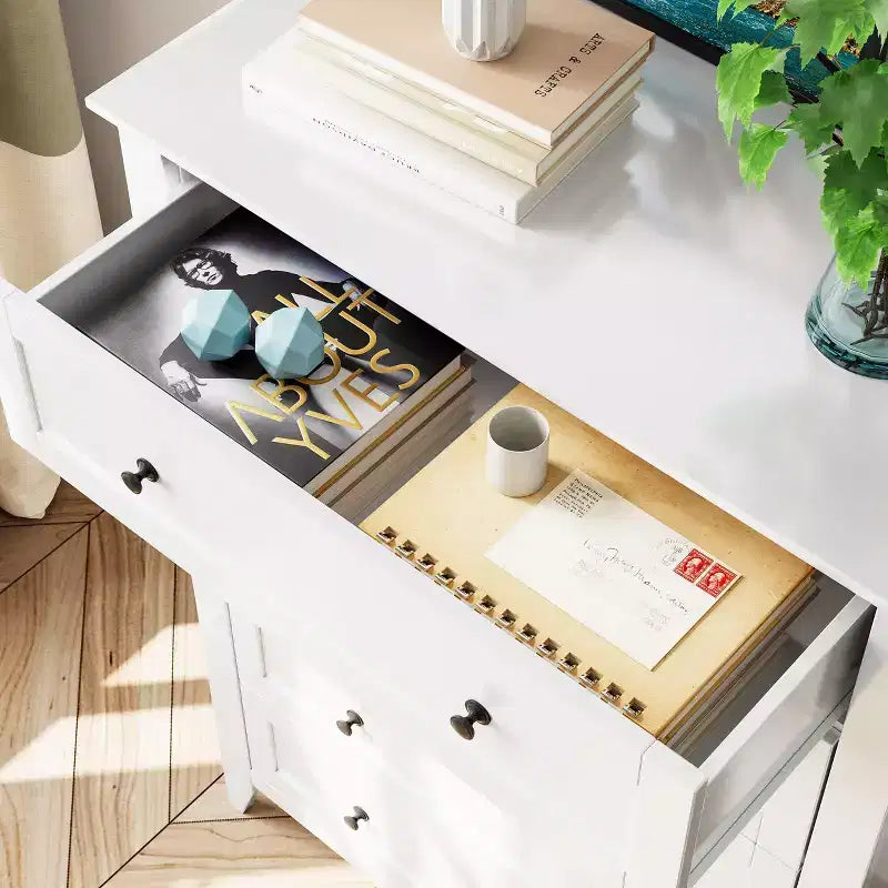 Commode à 5 tiroirs pour chambre à coucher, commode haute en bois avec rangement profond, commode moderne pour entrée et couloir