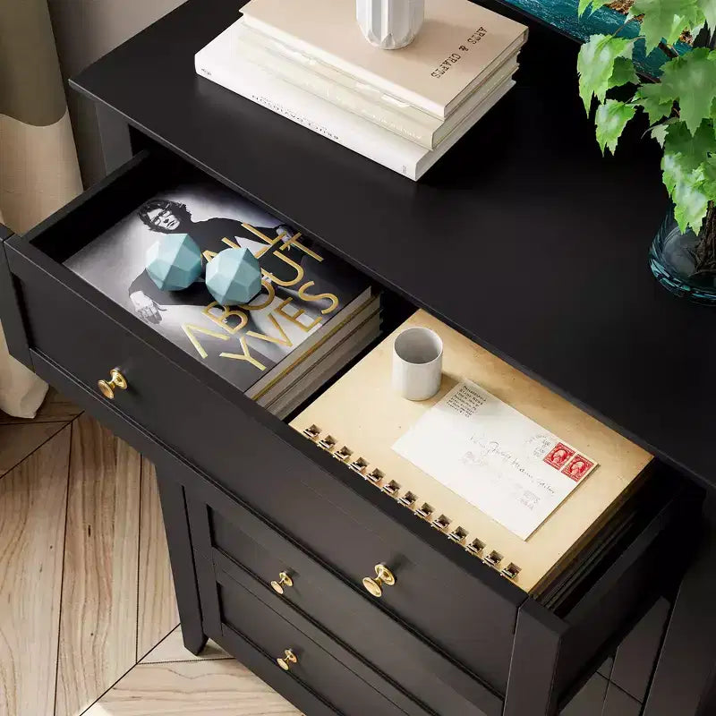 Commode à 5 tiroirs pour chambre à coucher, commode haute en bois avec rangement profond, commode moderne pour entrée et couloir