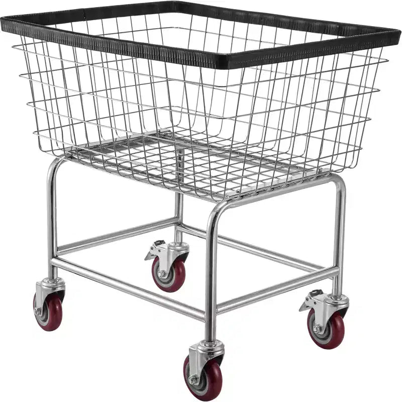 VEVOR Wire Laundry Cart,2.8Bushel Wire Laundry Basket with Wheels,26.7''x21.7''x26.4''Commercial Wire Laundry Basket Cart,SteelFrame,4Casters,Silver