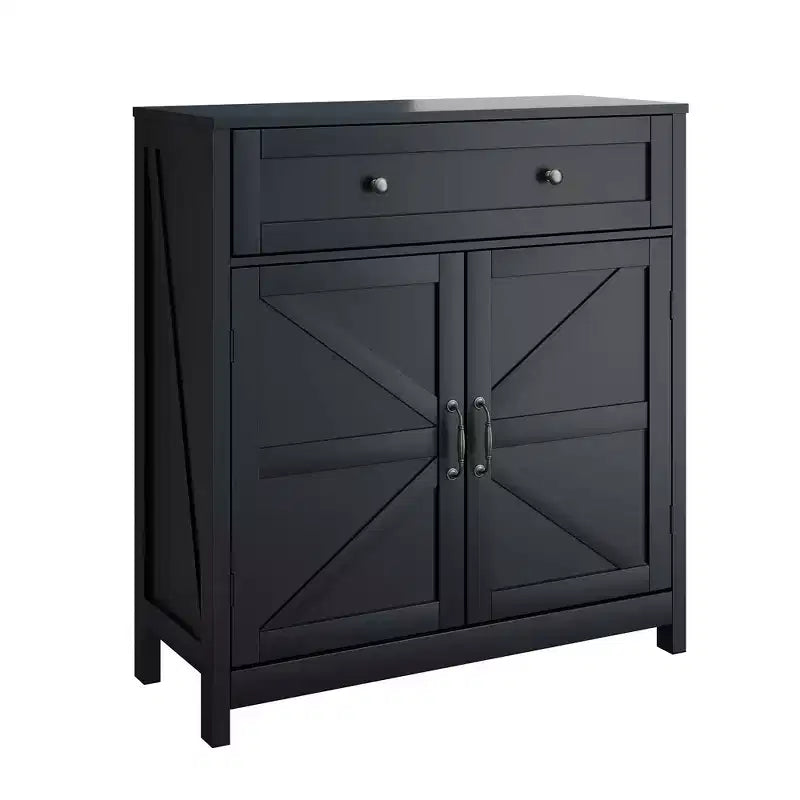 Buffet de cuisine avec tiroir, étagère réglable et porte coulissante – Meuble d'appoint pour salon, noir