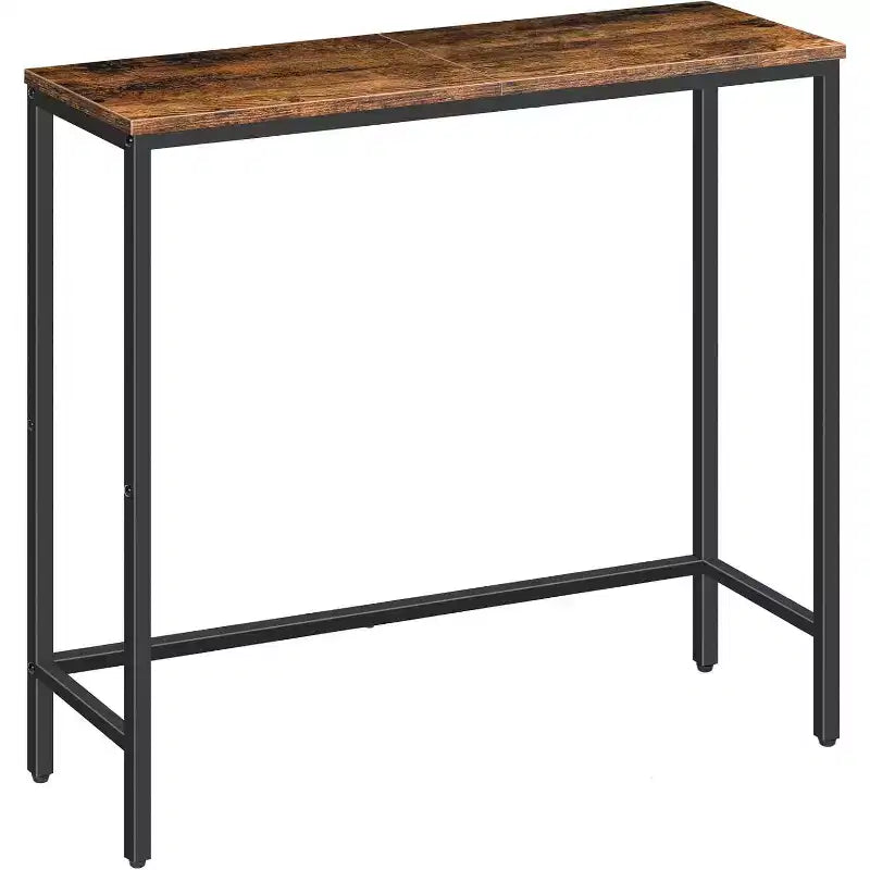 Console étroite de 75 cm, petite table d'entrée/desserte de canapé, table de couloir marron rustique et noire
